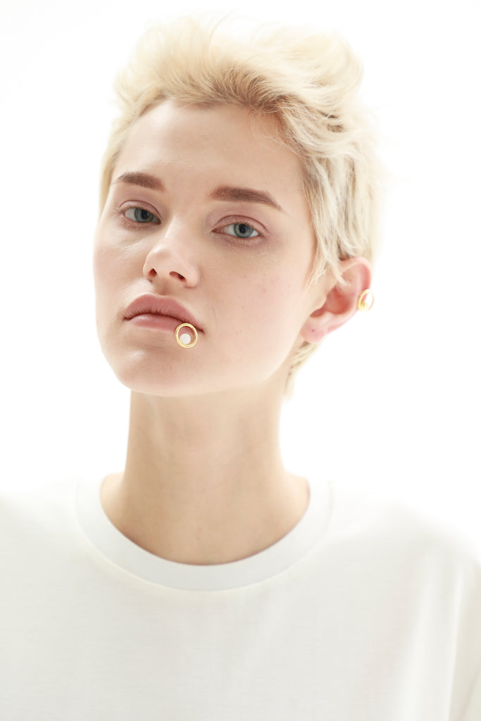 Golden New Moon Earring / Brooch