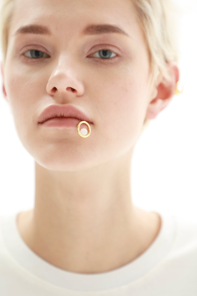 Golden New Moon Earring / Brooch