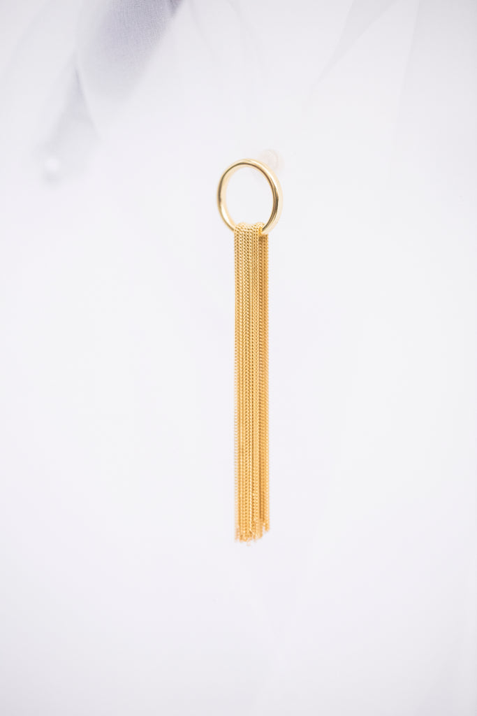 Golden Chain Earring / Brooch, Round Shape