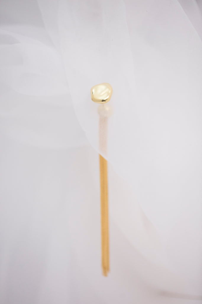 Golden Chain Earring / Brooch, Stone Shape