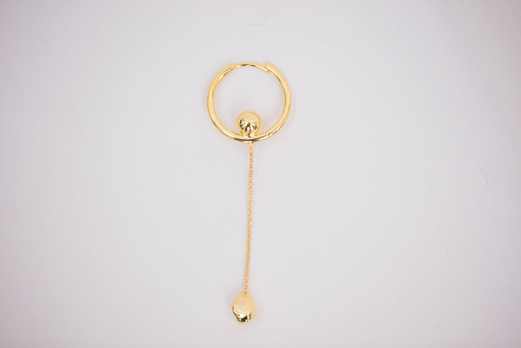 Golden Stone On The Chain With Golden Bead Earring