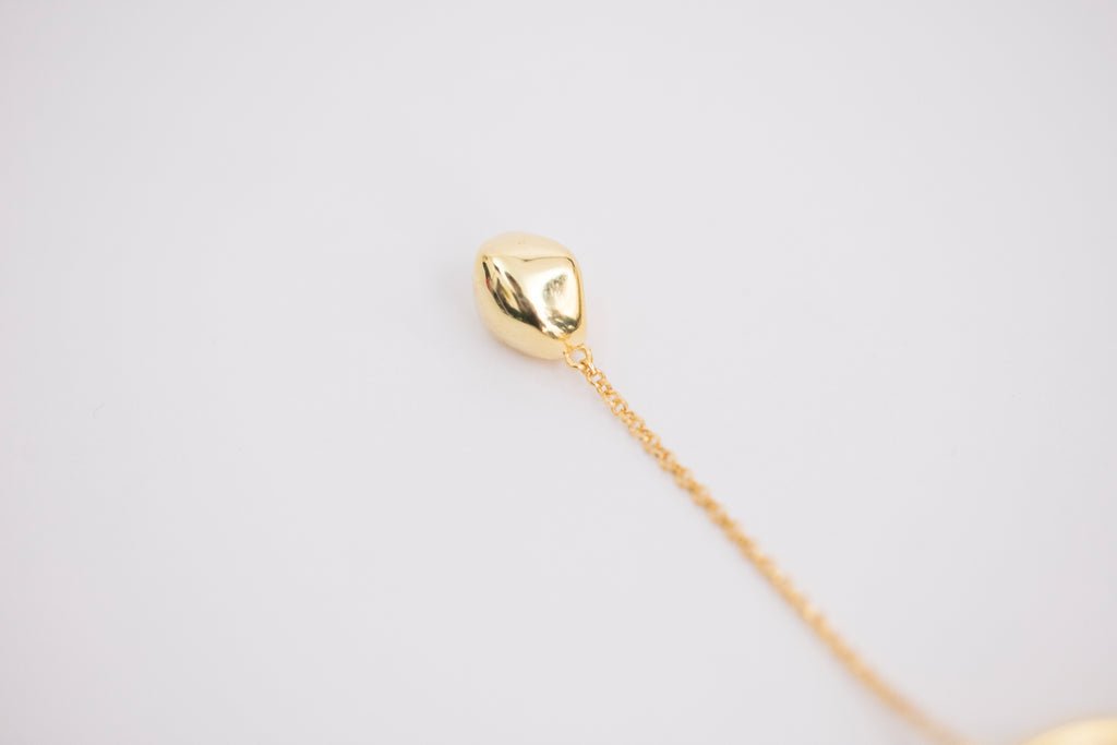 Golden Stone On The Chain With Golden Bead Earring